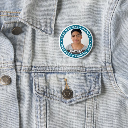 Memorial Modern Simple Custom Foto Keepake Button (Beispiel)