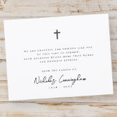 Memorial Modern Simple Elegance Cross Black & Whit Dankeskarte