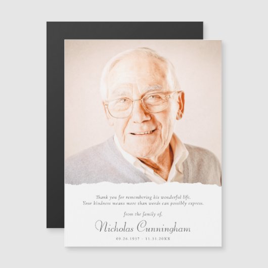 Memorial Modern Simple Elegante Chic Danke Karte (Vorne/Hinten)