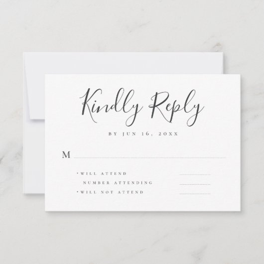 Memorial Modern Simple Elegante Chic Typografie RSVP Karte (Vorderseite)