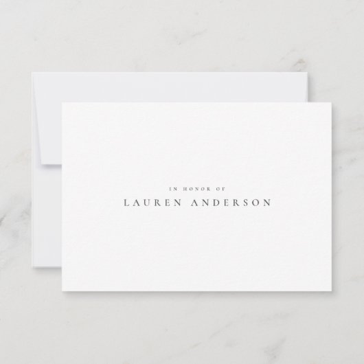 Memorial Modern Simple Elegante Chic Typografie RSVP Karte (Rückseite)