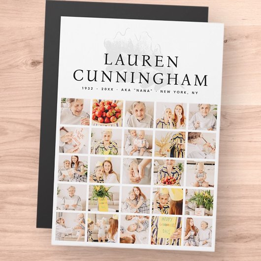 Memorial Modern Simple Foliage 25 Foto Collage Magnetkarte
