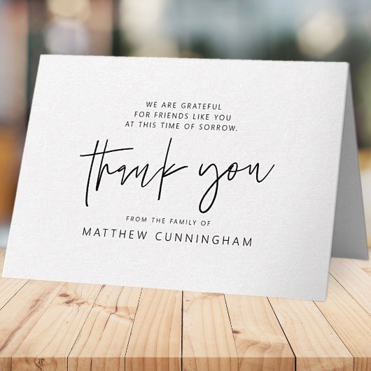 Memorial Modern Simple Minimalist Black & White Karte