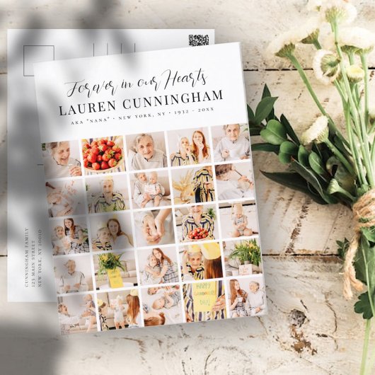 Memorial Modern Simple Minimalistisch 25 Foto Coll Postkarte