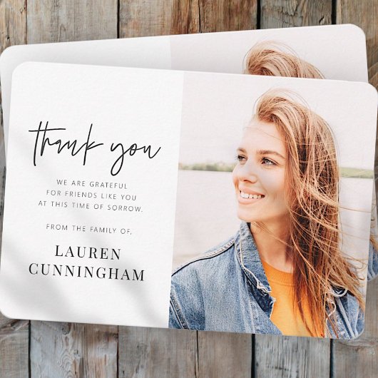 Memorial Modern Simple Minimalistisch Chic Foto Dankeskarte