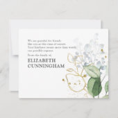 Memorial Modern Watercolor Grünfoliage Dankeskarte (Vorderseite)