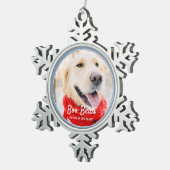 Memorial Moderne Frames Einfaches Foto Schneeflocken Zinn-Ornament (Rechts)