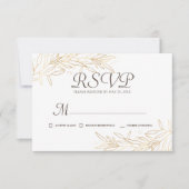 Memorial Moderne Imitats Gold Foliage Botanische A RSVP Karte (Vorderseite)