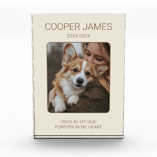 Memorial Modernes einfaches Beileid Keepake Dog Fotoblock (Vorderseite)