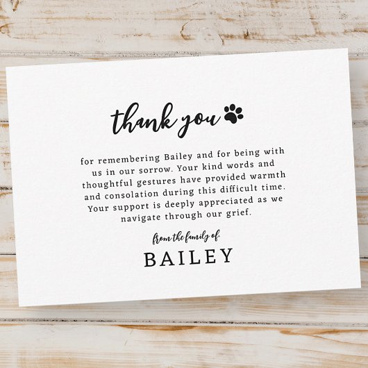 Memorial Modernes Gedicht mit einfachem Design Fot Dankeskarte