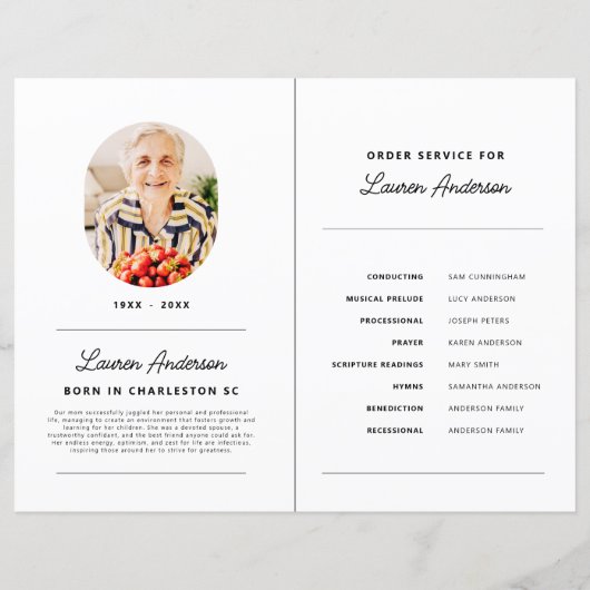 Memorial Modernes Minimalistisch Schwarz-Weiß-Prog (Rückseite)