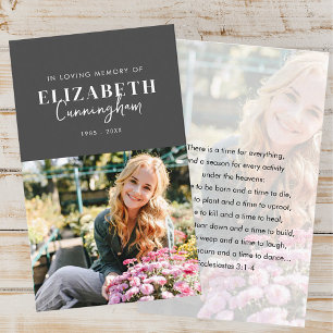 Memorial Modernes Minimalistisches Chic Foto Gebet Visitenkarte