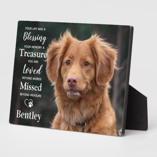 Memorial Modernes Personalisiertes Dog-Foto Fotoplatte (Seite)