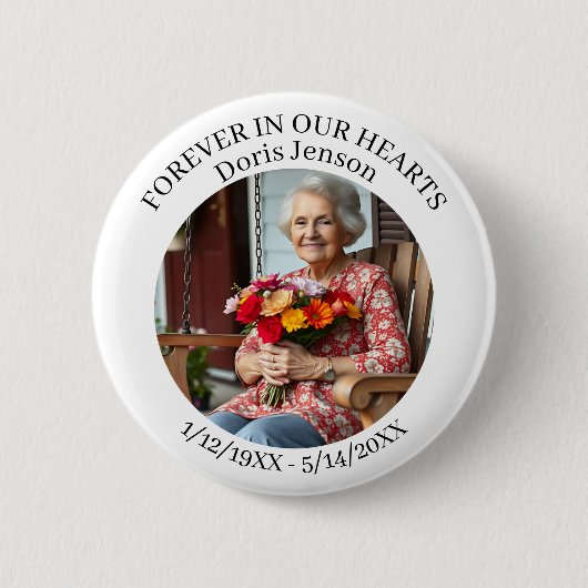 Memorial or Vigil Keepsake | Forever in our Hearts Button (Vorderseite)