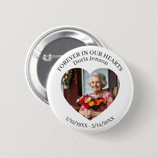 Memorial or Vigil Keepsake | Forever in our Hearts Button (Vorne & Hinten)