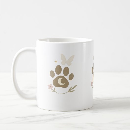 Memorial Paw mit Mond & Butterfly - Beileid Kaffeetasse (Links)