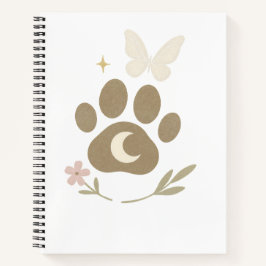 Memorial Paw mit Mond & Butterfly - Beileid Notizblock