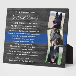 Memorial Personalisieren K9 Officer 3 Foto Fotoplatte