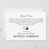 Memorial Personalisieren Modernes Dog Foto Beileid Dankeskarte (Rückseite)