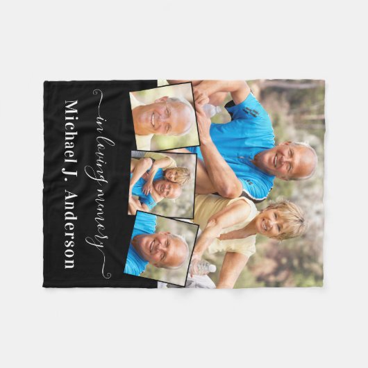 Memorial Personalisiert 4 Picture in Love Memory Fleecedecke (Vorderseite (Horizontal))