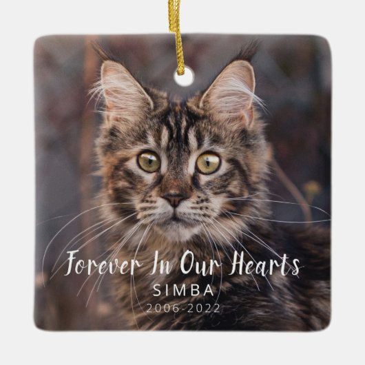 Memorial Personalisiert Cat Foto Keramikornament (Vorderseite)