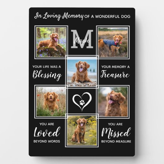 Memorial Personalisiert Dog Collage Fotoplatte (Vorderseite)