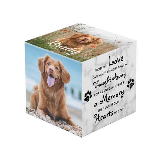 Memorial Personalisiert Dog Keepake Foto Cube Würfel (Vorderseite Schrägansicht)