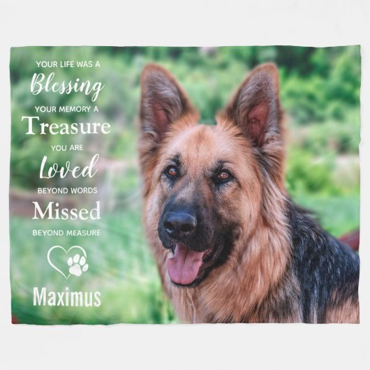 Memorial Personalisiert Hunde Erinnerung Foto Fleecedecke (Vorderseite (Horizontal))