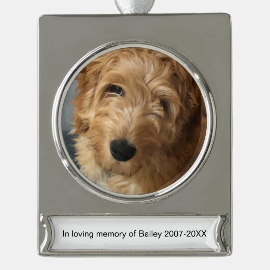 Memorial personalisierter benutzerdefinierter Foto Banner-Ornament Silber (Vorderseite)