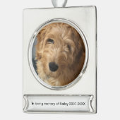 Memorial personalisierter benutzerdefinierter Foto Banner-Ornament Silber (Links)