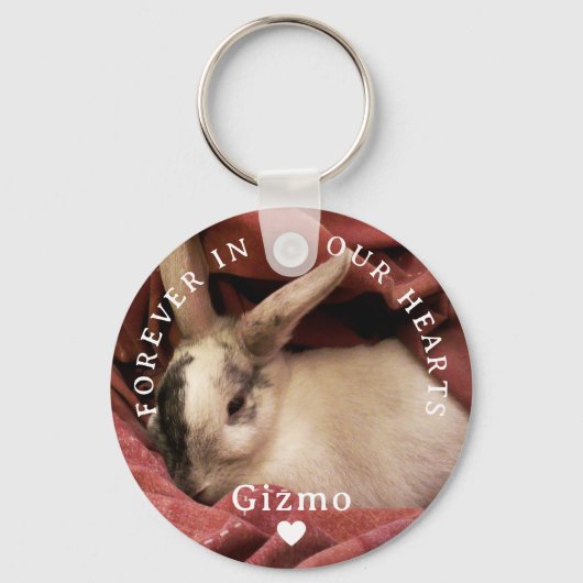 Memorial Pet Bunny Rabbit Zwei Foto | Name | Daten Schlüsselanhänger (Vorderseite)