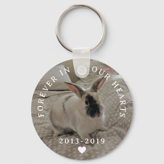 Memorial Pet Bunny Rabbit Zwei Foto | Name | Daten Schlüsselanhänger (Rückseite)
