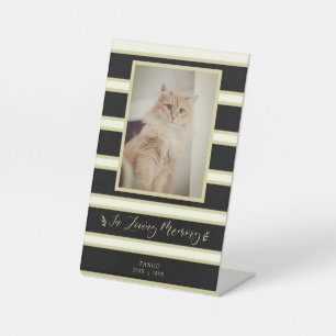 Memorial Pet Cat Hund Golden & Black Streifen Foto Sockelschild