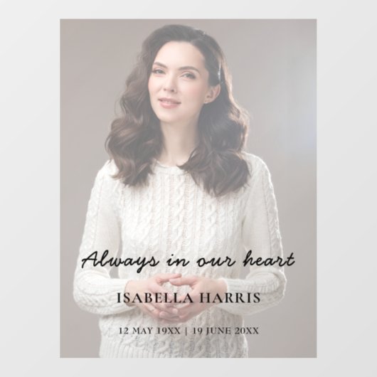 Memorial Photo Celebration of Life Design Fensteraufkleber (Blatt)