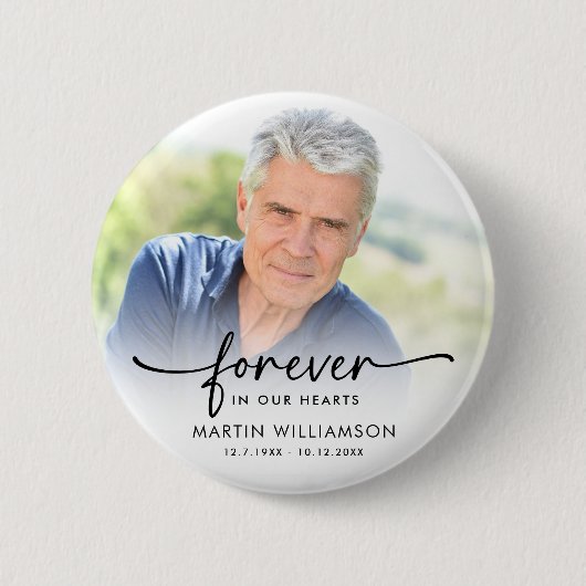 Memorial Photo Forever In Our Hearts Keepsake Button (Vorderseite)