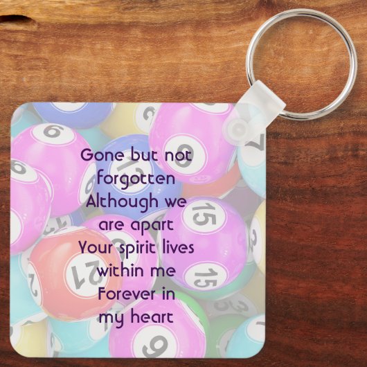 Memorial Photo Keepsake Bingo Game Schlüsselanhänger (Rückseite)