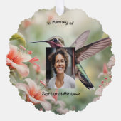 Memorial Photo Keepsake Hummingbird Ornament Karte (Vorderseite)