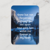 Memorial Photo Mountain Lake Winter Snow Visitenkarte (Rückseite)