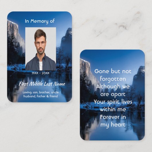 Memorial Photo Mountain Lake Winter Snow Visitenkarte (Vorne/Hinten)