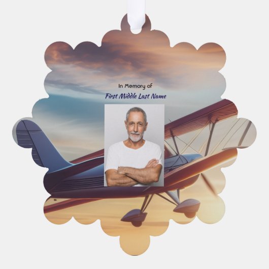 Memorial Photo Pilot Airplane Flying Sunset Ornament Karte (Rückseite)
