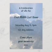 Memorial Photo Prayer Heavenly Sky Einladung (Rückseite)