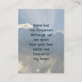  Memorial Photo Prayer Heavenly Sky Visitenkarte (Rückseite)