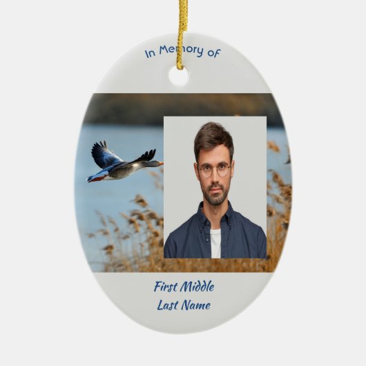 Memorial Photo Prayer Lake Geese Birds Keramik Ornament (Vorne)
