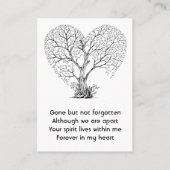Memorial Photo Tree of Life Heart Love  Visitenkarte (Rückseite)