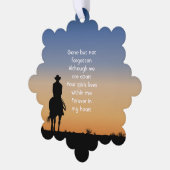 Memorial Photo Western Horse Back Riding  Ornament Karte (Linke Ecke)