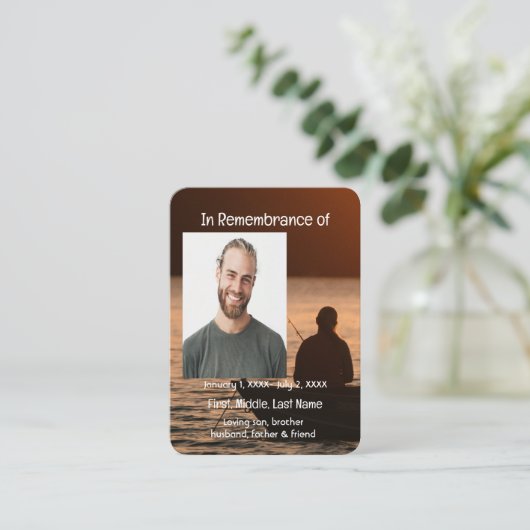 Memorial Pocket Card Fischerei Fischer Visitenkarte (Stehend Vorderseite)