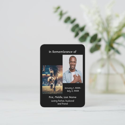 Memorial Pocket Card Fußballspiel Visitenkarte (Stehend Vorderseite)
