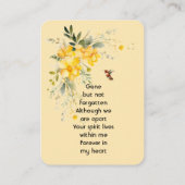 Memorial Pocket Card Hummingbird Yellow Roses Visitenkarte (Rückseite)