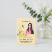 Memorial Pocket Card Hummingbird Yellow Roses Visitenkarte (Stehend Vorderseite)