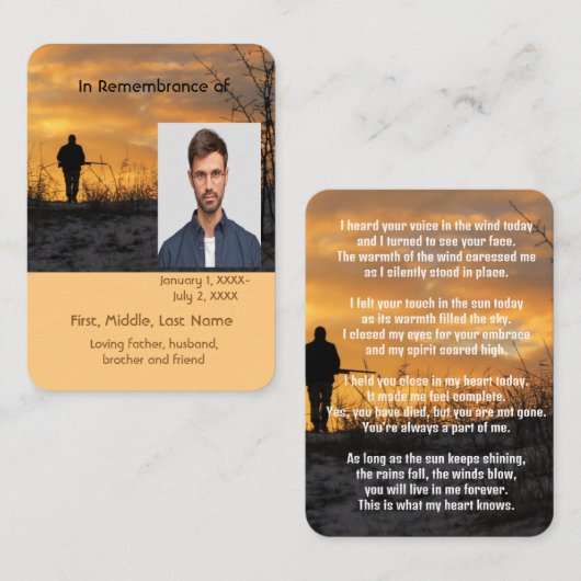 Memorial Pocket Card Jäger Jagd Stalingspiel Visitenkarte (Vorne/Hinten)
